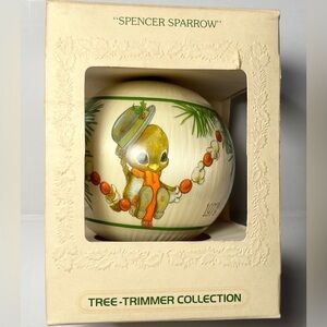 Vintage Hallmark tree trimming collection Spencer Sparrow 1979 satin ornament